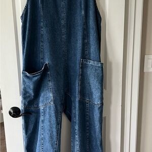 We The Free Blue Denim Jumpsuit